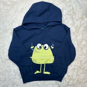 360 Kids Monster Sweatshirt Blue & Yellow Zippered Mouth Size 6